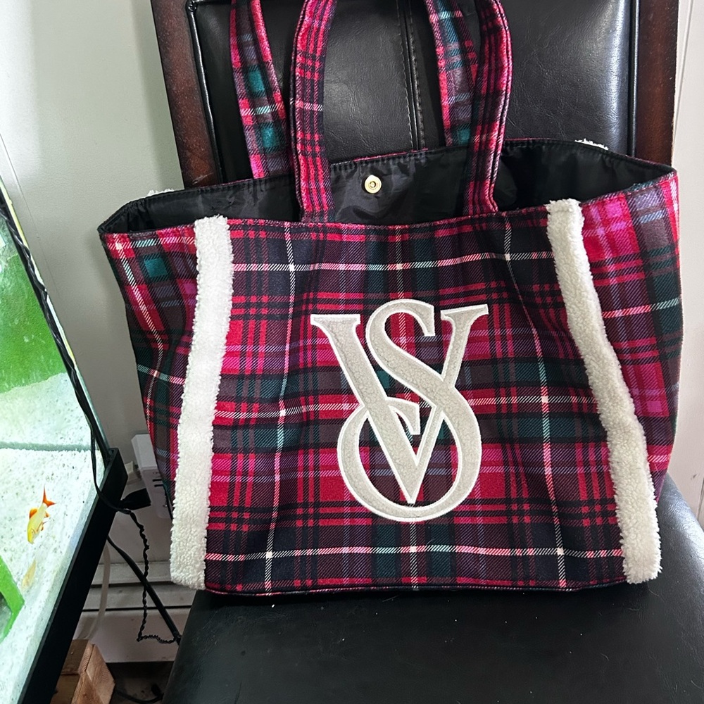 Victoria's Secret Plaid Tote - Red, Black, and White like new